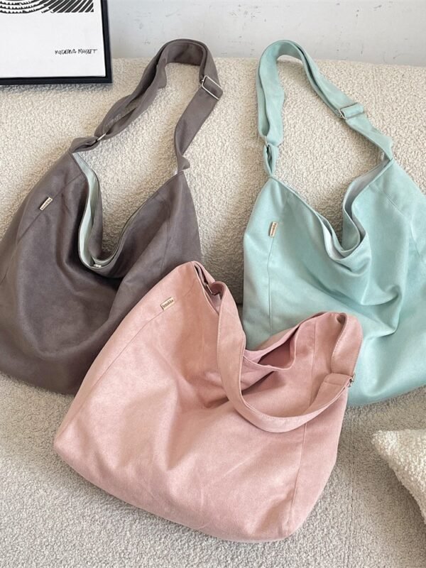 2026 New Korean Suede Crossbody Bag for Women – Large Capacity Shoulder Tote Fashion Commuter Underarm Purse