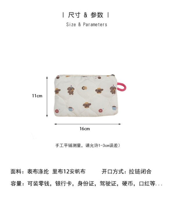 Cartoon Quilted Makeup Bag Mini Cosmetic Pouch Cute Padded Organizer Coin Purse Travel Storage Bag