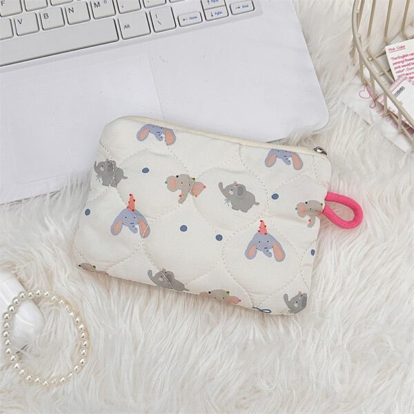 Cartoon Quilted Makeup Bag Mini Cosmetic Pouch Cute Padded Organizer Coin Purse Travel Storage Bag
